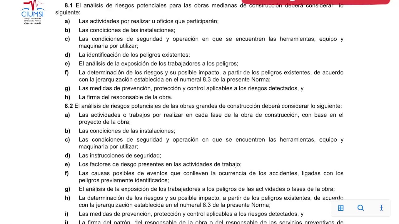 An&aacute;lisis de riesgos norma 031