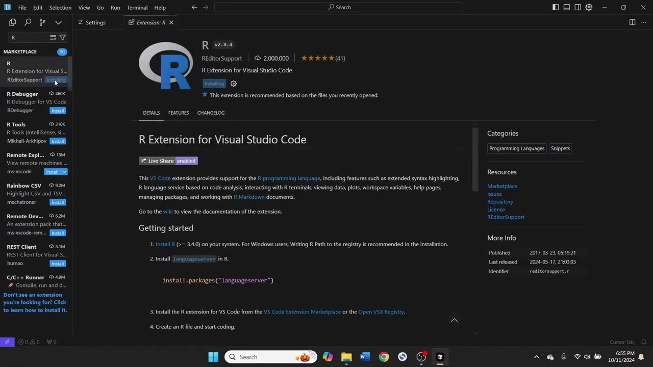 How to use the R programming language with the Cursor IDE