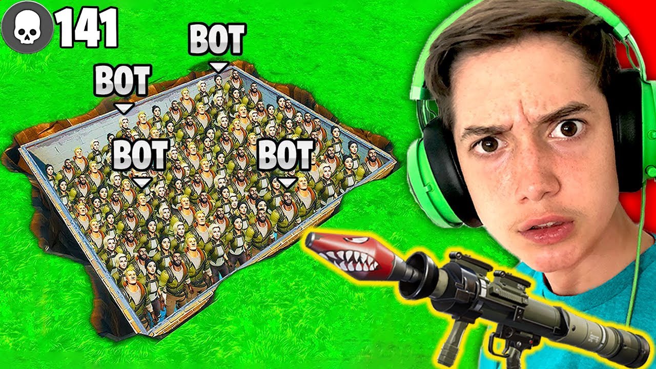 100 NOOBS VS Rocket Launcher! - Fortnite Roulette *TROLLING* in Battle Labs