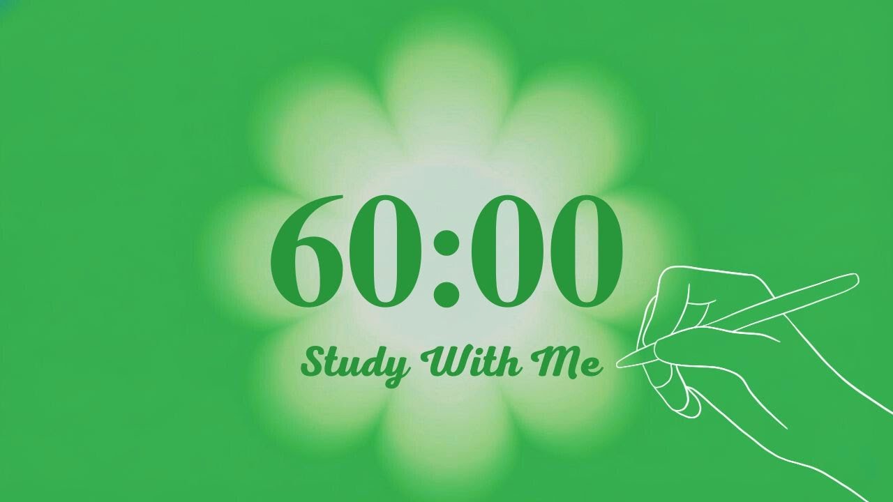1 Hour Silent Study Timer | Soft Alarm Only | green Aesthetic Flower 🌸 | ADHD-Friendly