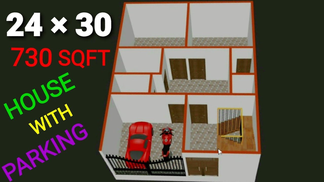 24×30 House Plan With Car Parking || 24×30 HOUSE PLAN || 720 sqft house design || 24× 30 House plan