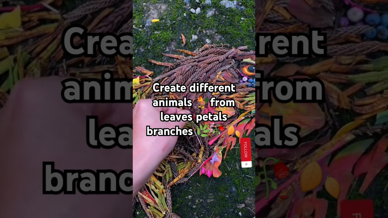 Create different animals from leaves petals branches 🍂 #nature #natureart #landart #leavesart #cute