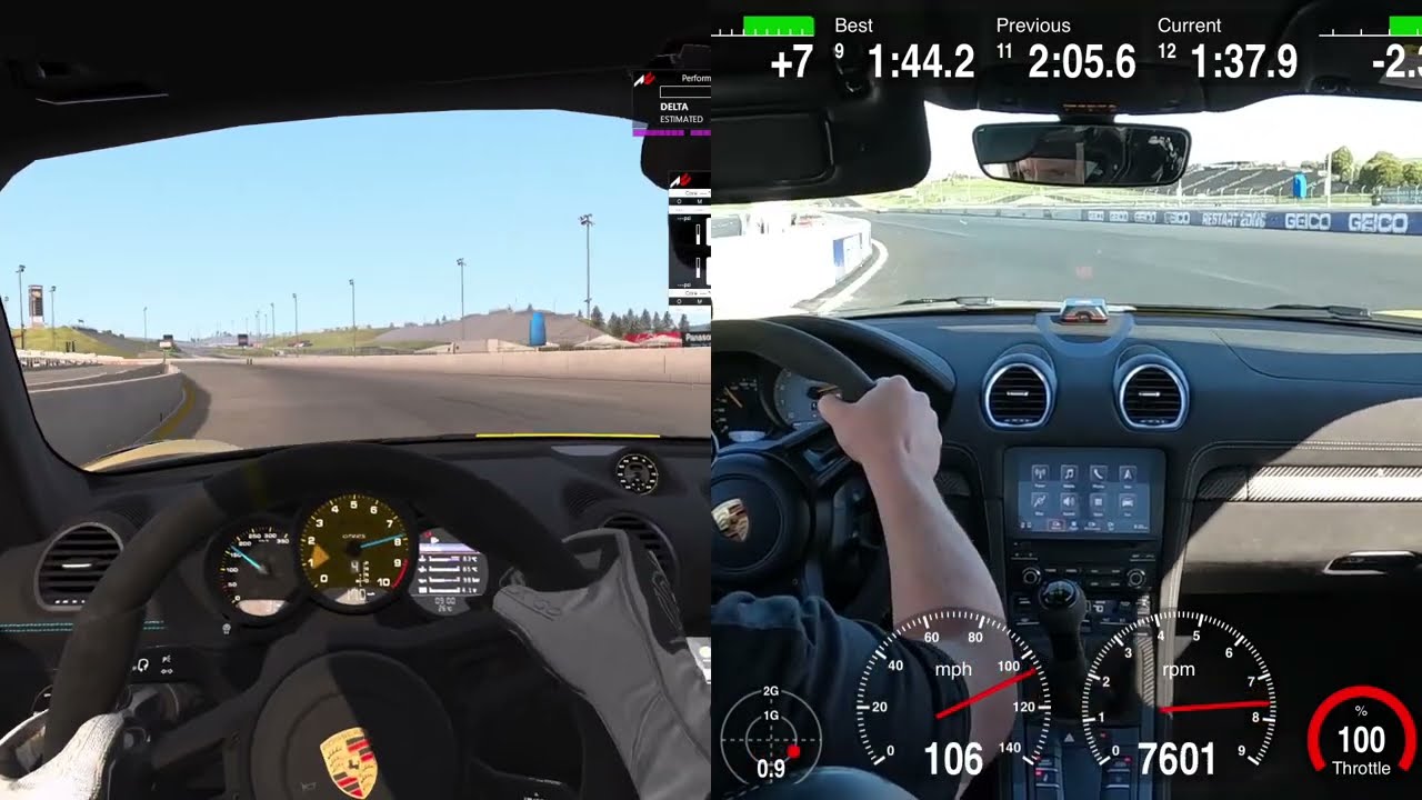 Porsche 718 Cayman GT4 RS at Sonoma: Simulator vs. Reality