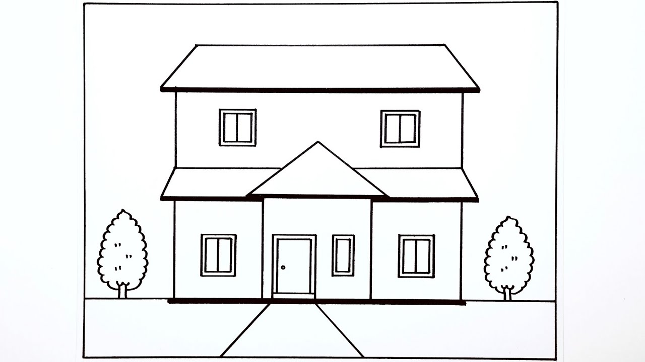 Cara menggambar rumah yang mudah dan simple