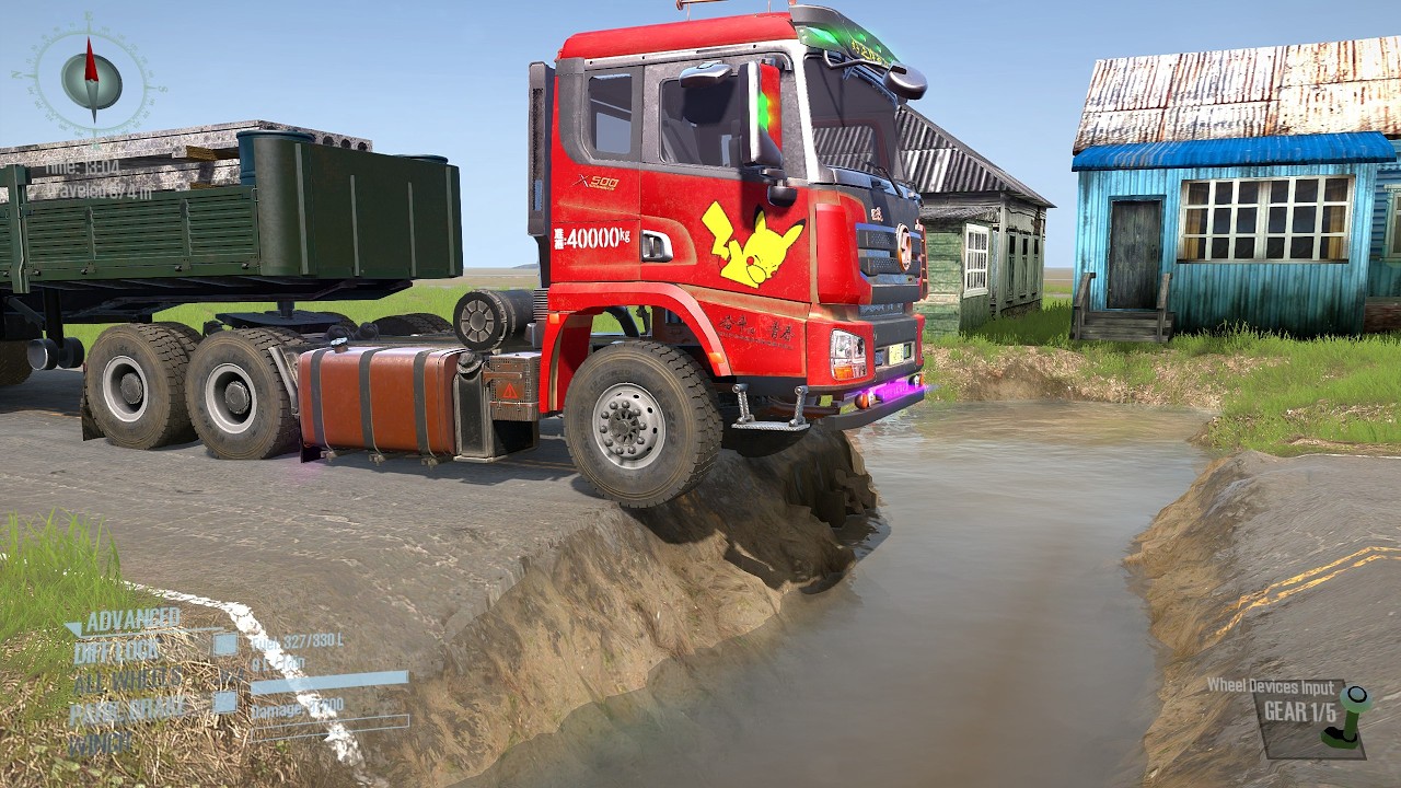 Spintires: MudRunner - FAW JH6 X500 Towing a Truck on a Snowy Road #mudrunner #snowruner