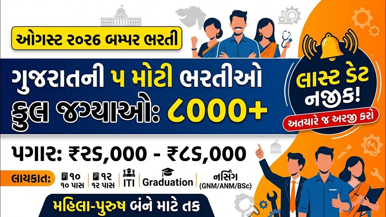 10th Pass Government Jobs 2026 | પગાર 26000+ | જલ્દી ફોર્મ ભરો | Gujarat Government Job Vacancy 2026