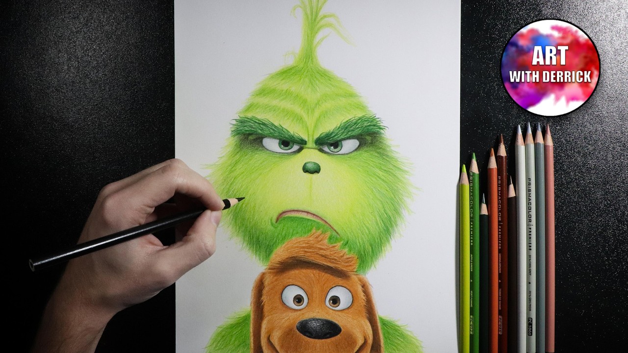 Drawing The Grinch & Max with Colored Pencils - Timelapse Art