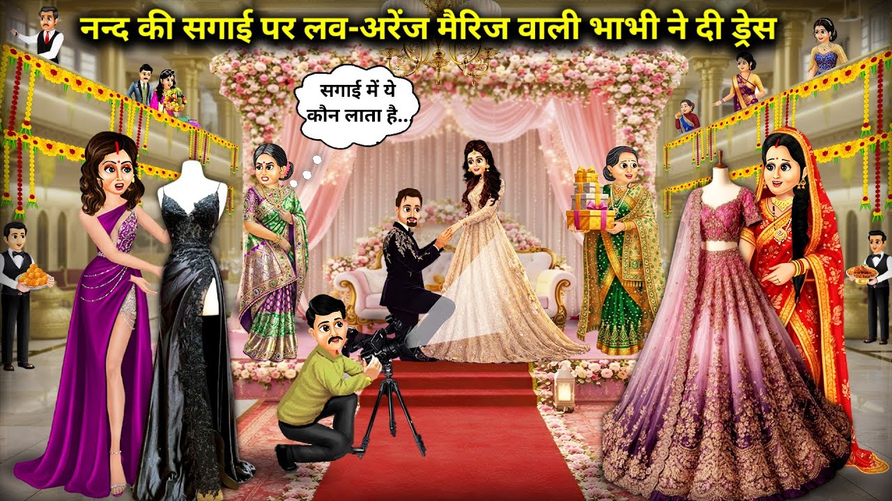 नन्द की सगाई पर लव vs अरेंज मैरिज वाली भाभी ने दी ड्रेस || Cartoon Videos || Love vs Arranged Marria