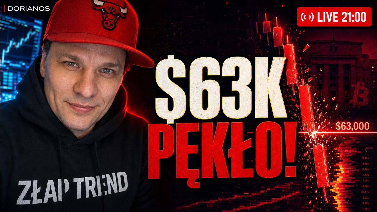 BTC PONIŻEJ $63K! $670M LIKWIDACJI PRZED FED (LIVE)