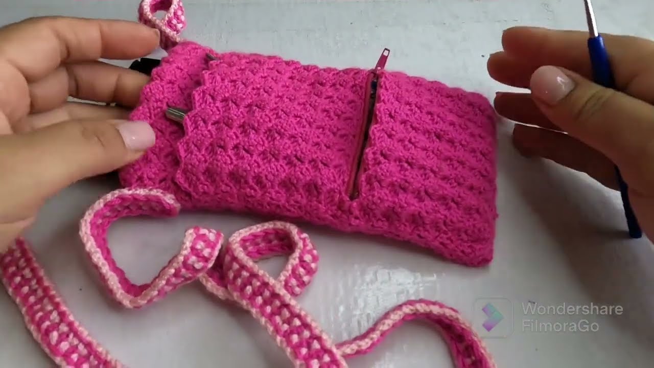 funda para celular con monedero en crochet punto escalonado (parte 1) #tutorial #crochet