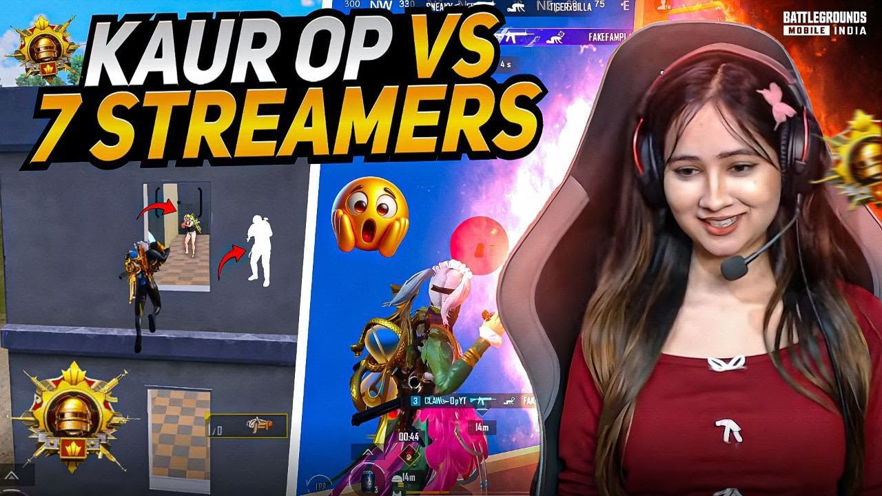 PRO STREAMERS😱V/s 🇮🇳NO.1 Girl Gamer KAUR OP |PURE CONQUEROR LOBBY | BGMI