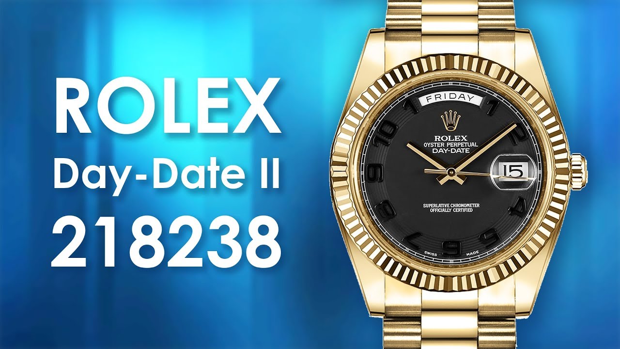Rolex Day-Date II BlackDial 18K Yellow Gold President 218238 Watch, BWB