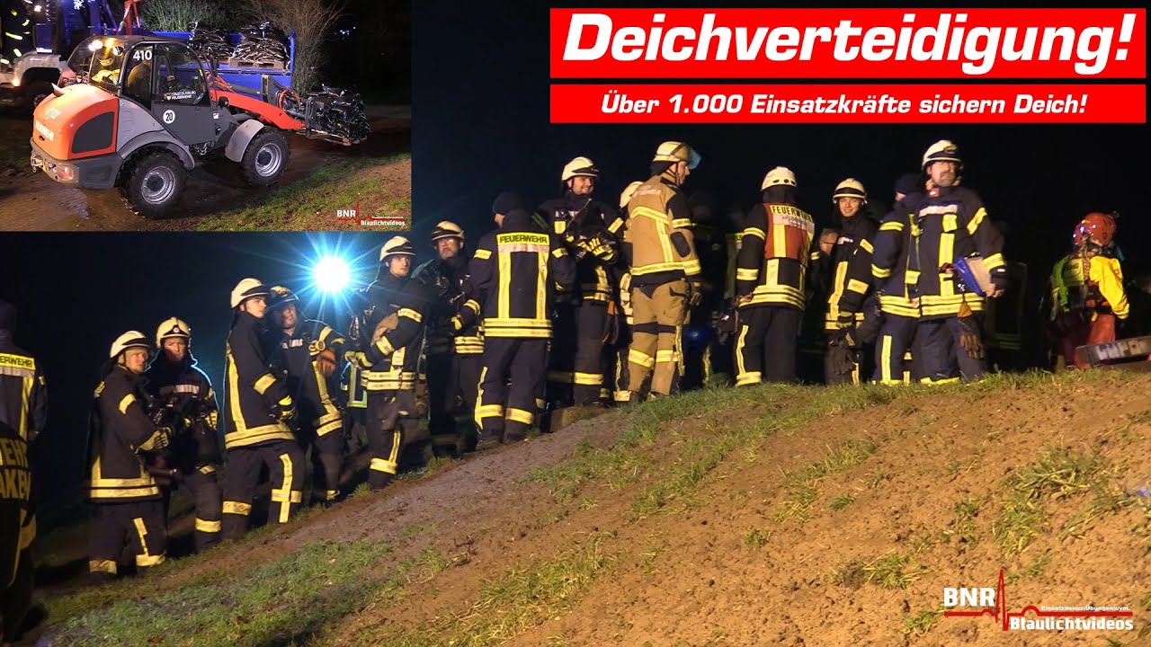 [HOCHWASSER IN OBERHAUSEN!] Einsatzkräfte aus ganz NRW sichern Deich mit über 10.000 Sandsäcken!