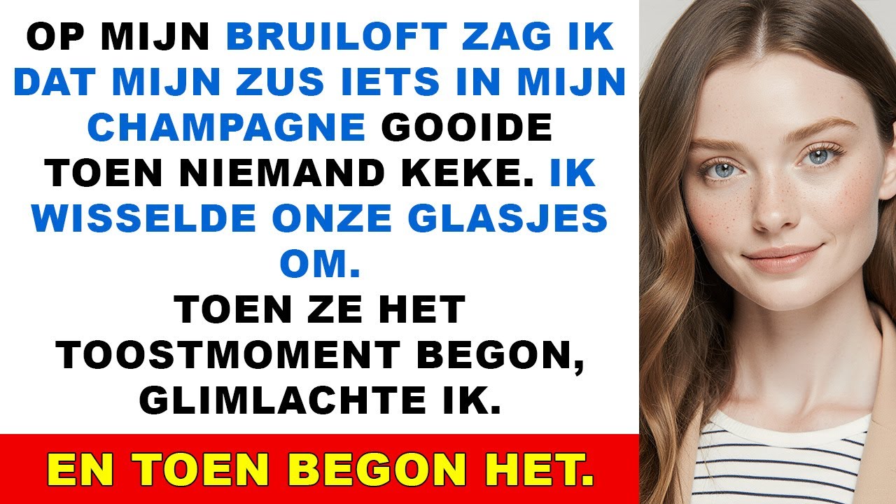 Mijn zus deed iets in mijn drankje op mijn $80K-bruiloft—ik liet haar proosten voor 300 getuigen.
