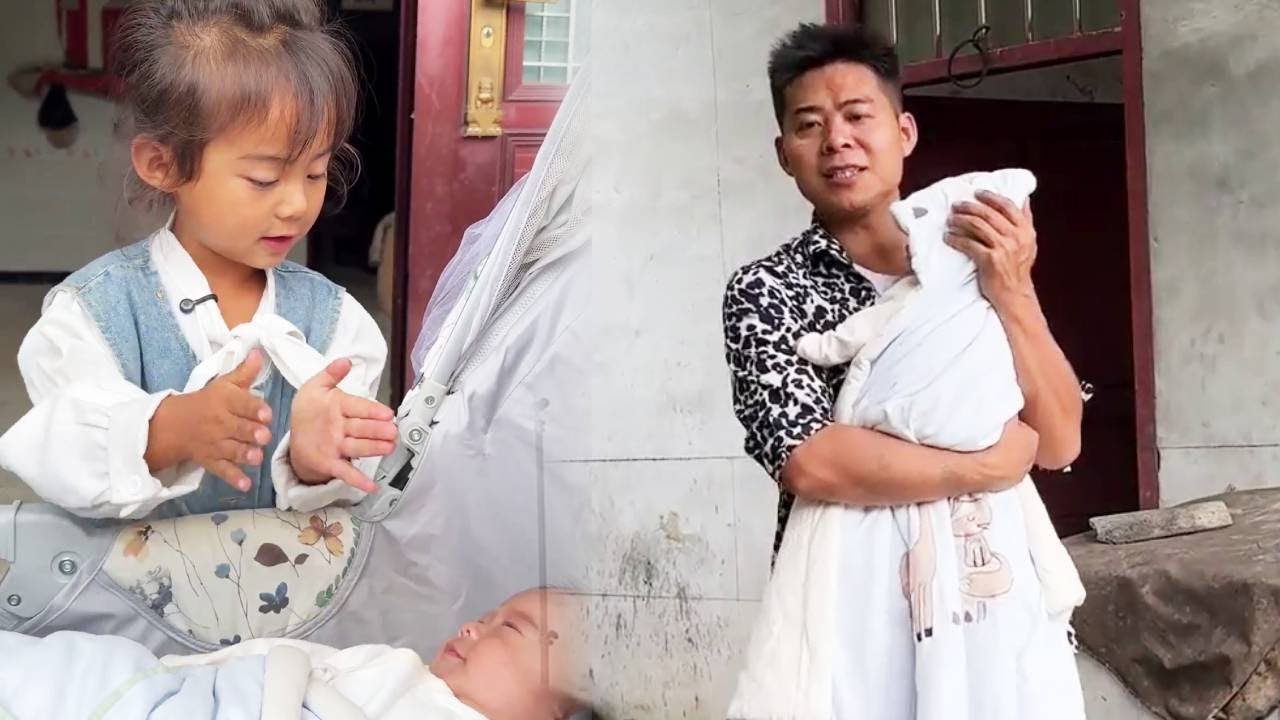 单亲爸爸独自带娃，女儿贴心分担，帮忙照顾妹妹#三农 #农村生活