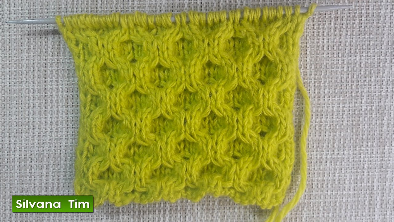 Punto (puntada) de PANAL GRUESO. Tejido con dos agujas. Videotutorial con el paso a paso # 433