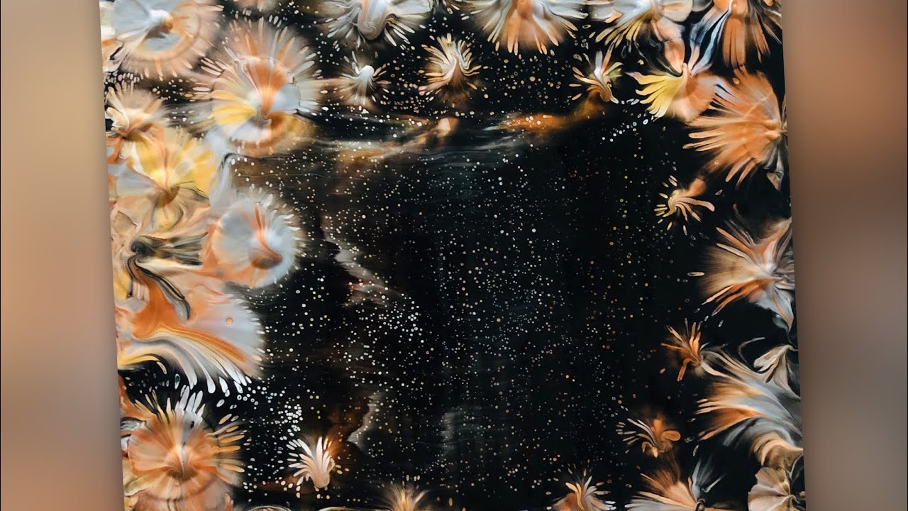 Amazing secret Night garden/ 3D effects/ stunning meteor shower using mont marte pouring paints