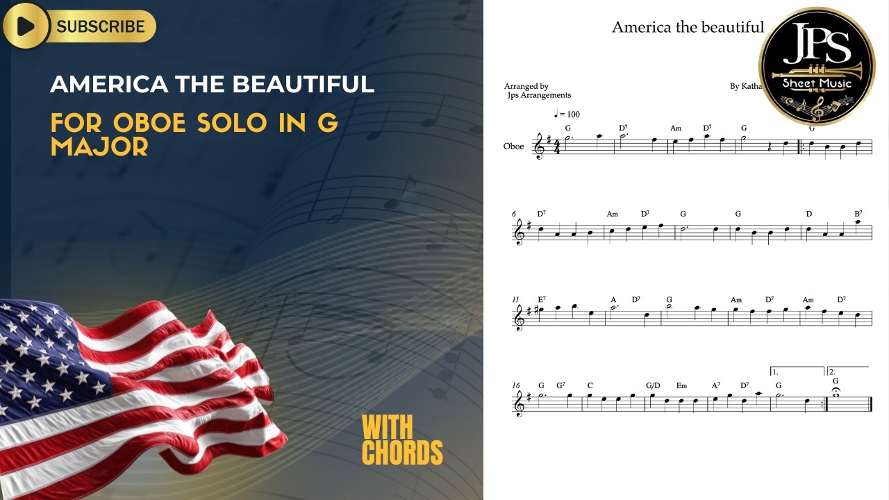 America the Beautiful - Easy Oboe Solo - G Major (Sheet Music)