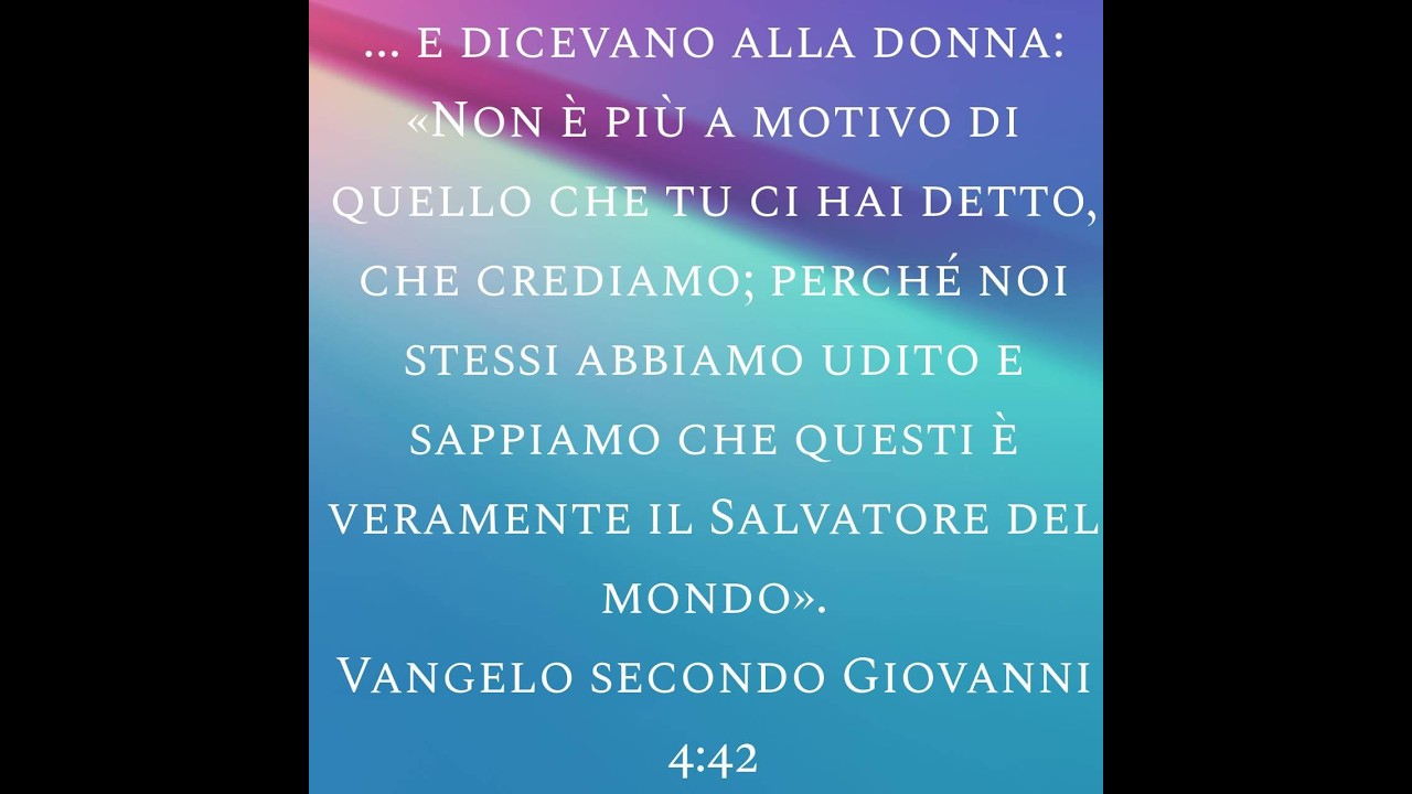 GESU' E' IL SALVATORE DEL MONDO...pastore: Giuseppe Di Iorio 260226 Giovanni 4 :41-42