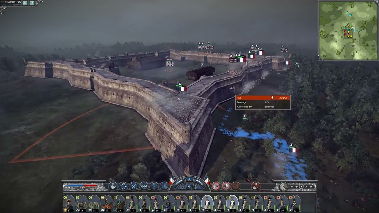 playing total war napoleon in a battle as France against the British