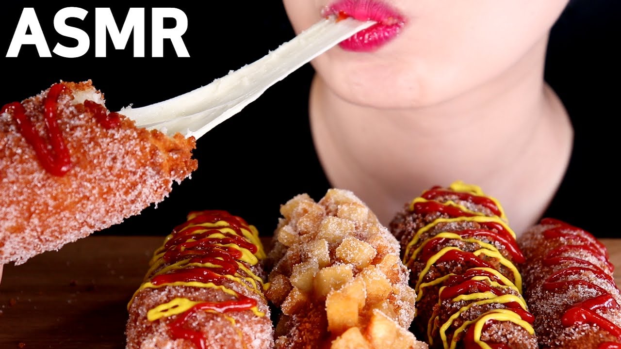 ASMR MOZZARELLA CHEESY CORN DOG eating sounds MUKBANG모짜렐라치즈 명랑핫도그 먹방咀嚼音モッツァレラチーズホットドッグ