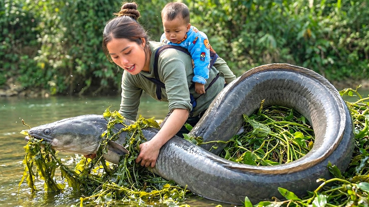 Harvesting HUGE Fish Ponds with Children to Sell - Traping Fish by Hand