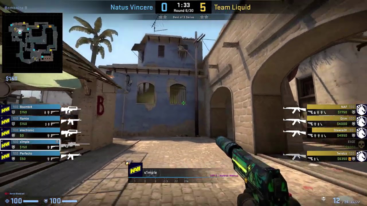 CS:GO POV Demo Na'Vi S1mple (32/18) vs Liquid (de_mirage)
