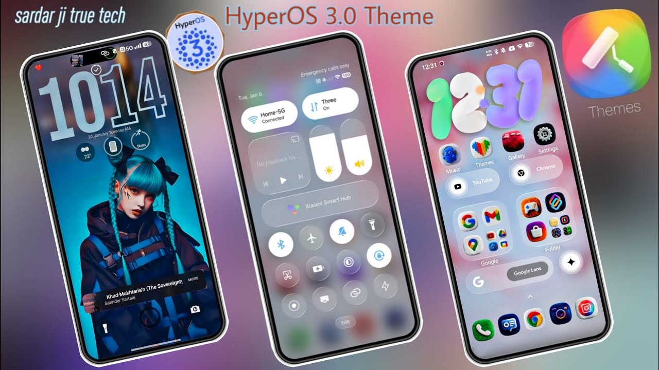 Beautiful Theme HyperOS 😍  | HyperOS 3.0 theme for All Xiaomi Redmi Poco Phones 🤯 #sardarjitruetech 