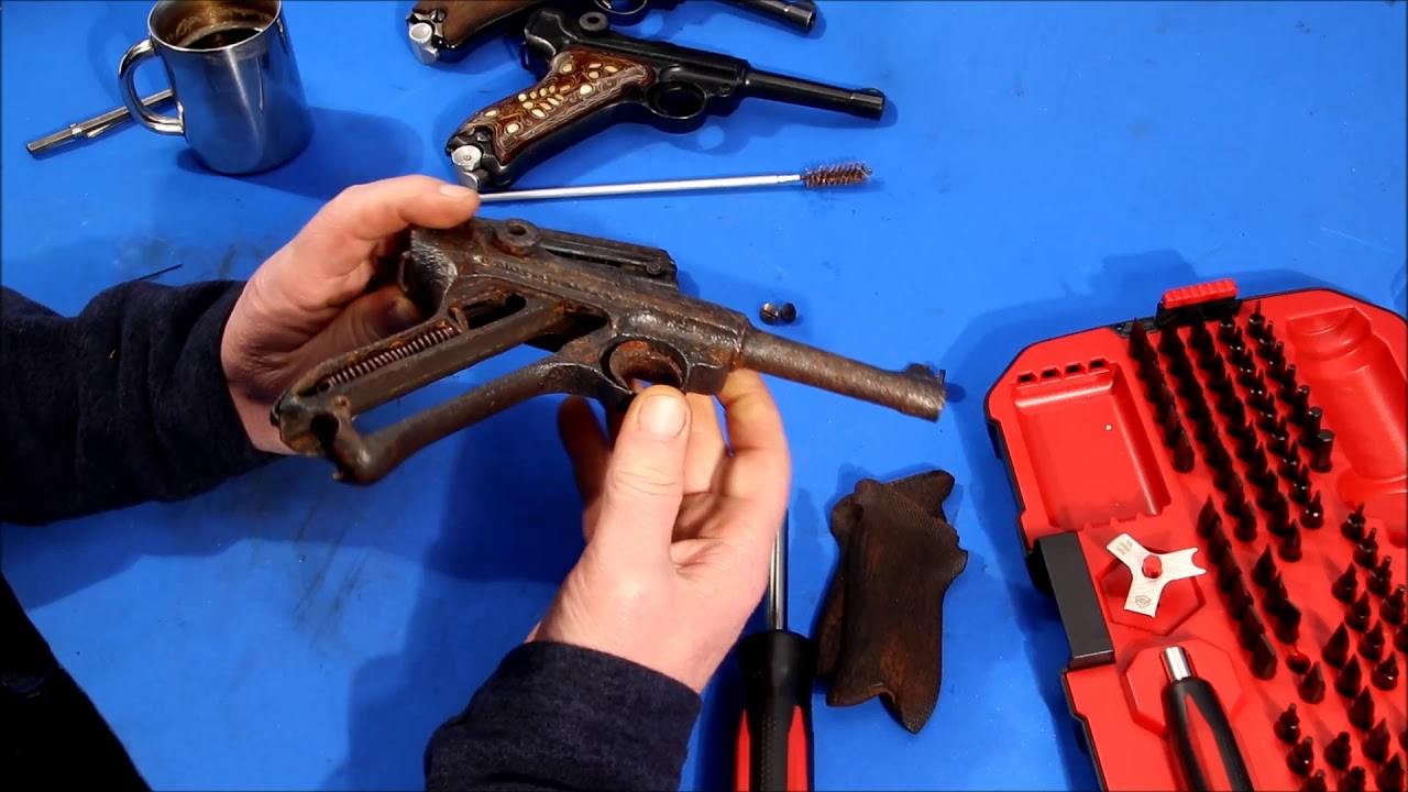 1. Teil P08 Konservierung, Pistole, Wehrmacht, im Kal. 9mm Luger, Bodenfund
