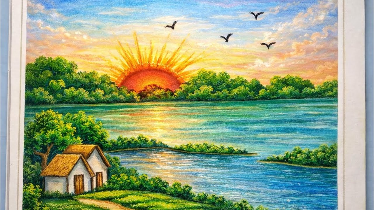 wonderful village drawing with easy drawing ||village drawing 