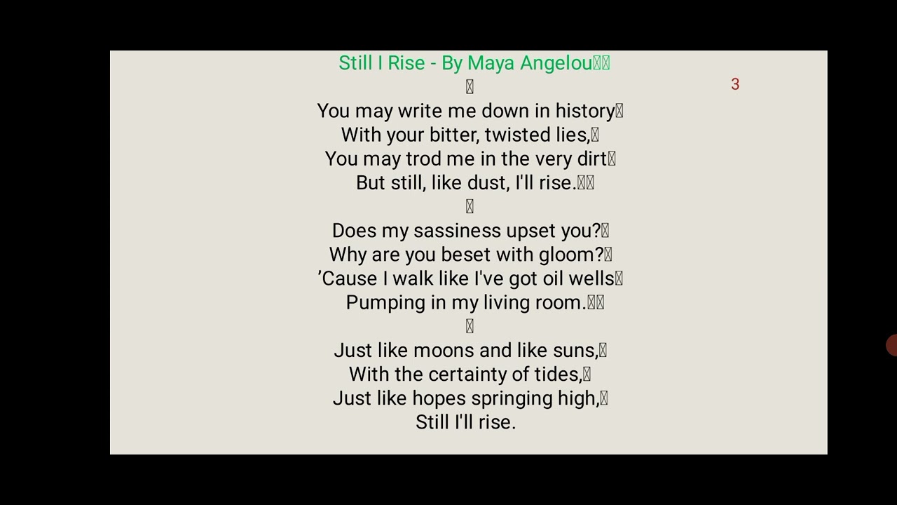 Analysis of Still I rise by Maya Angelou