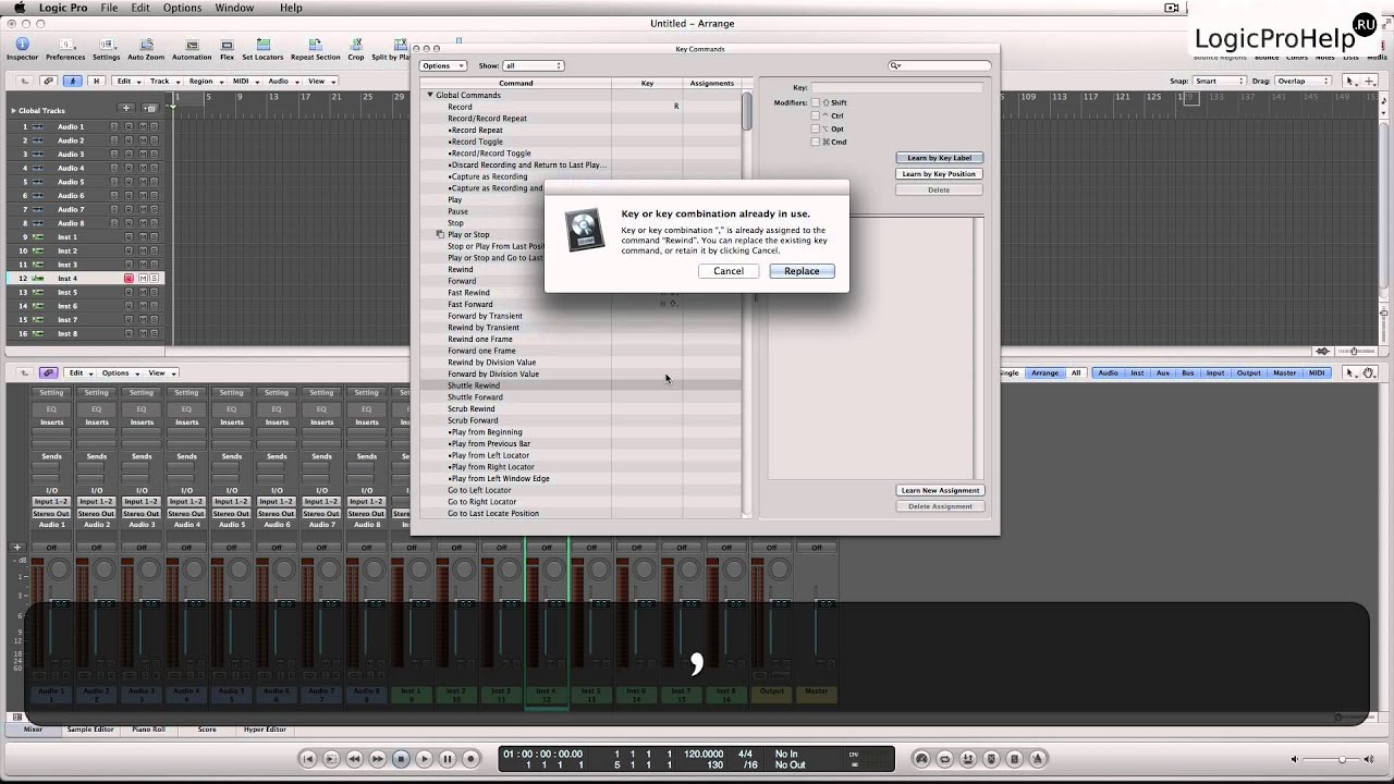 Logic Pro 9. Подготовка рабочего пространства. Урок 1 [Logic Pro Help]