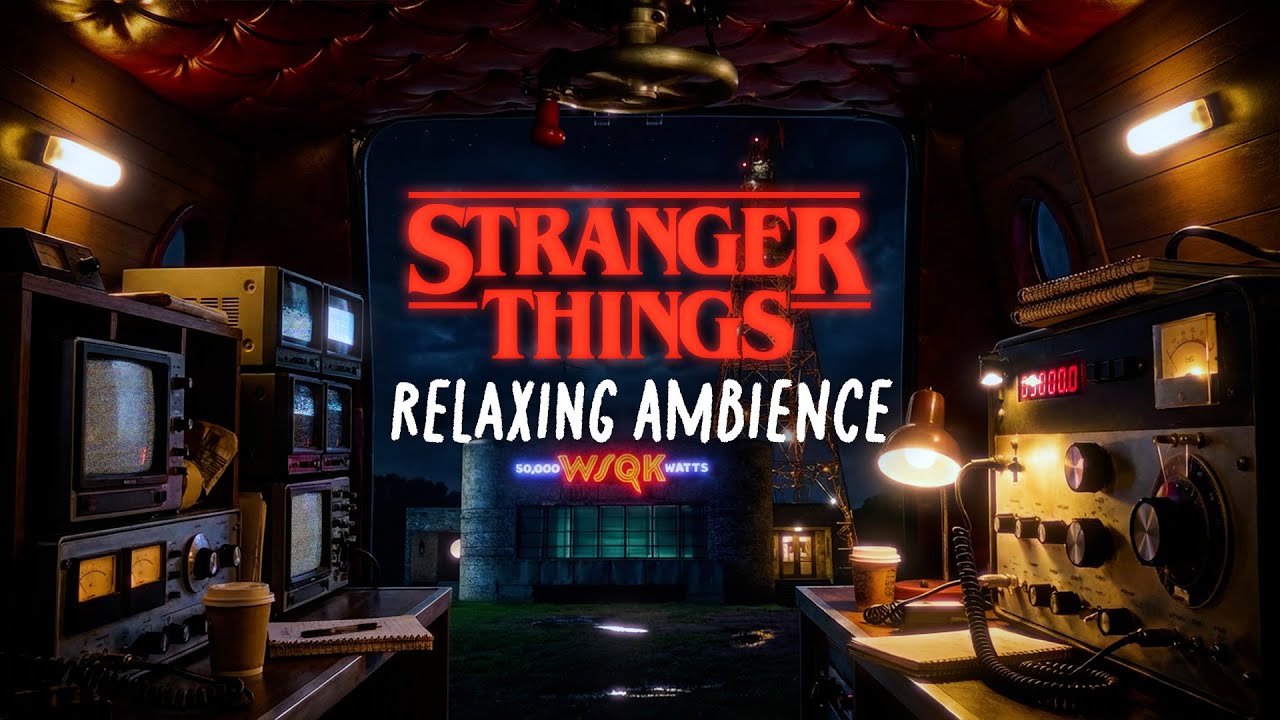 Stranger Things Ambience: The Squawk Radio Station (WSQK) | Rain Sounds and Music to Relax (6 HOURS)