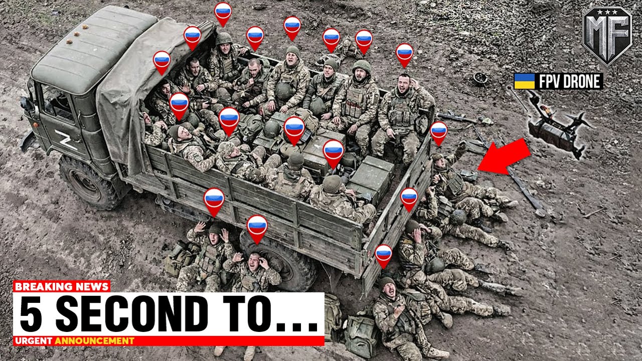Russian Truck Full of Troops Caught in Trap of Ukrainian FPV Drones - Then THIS Happened...