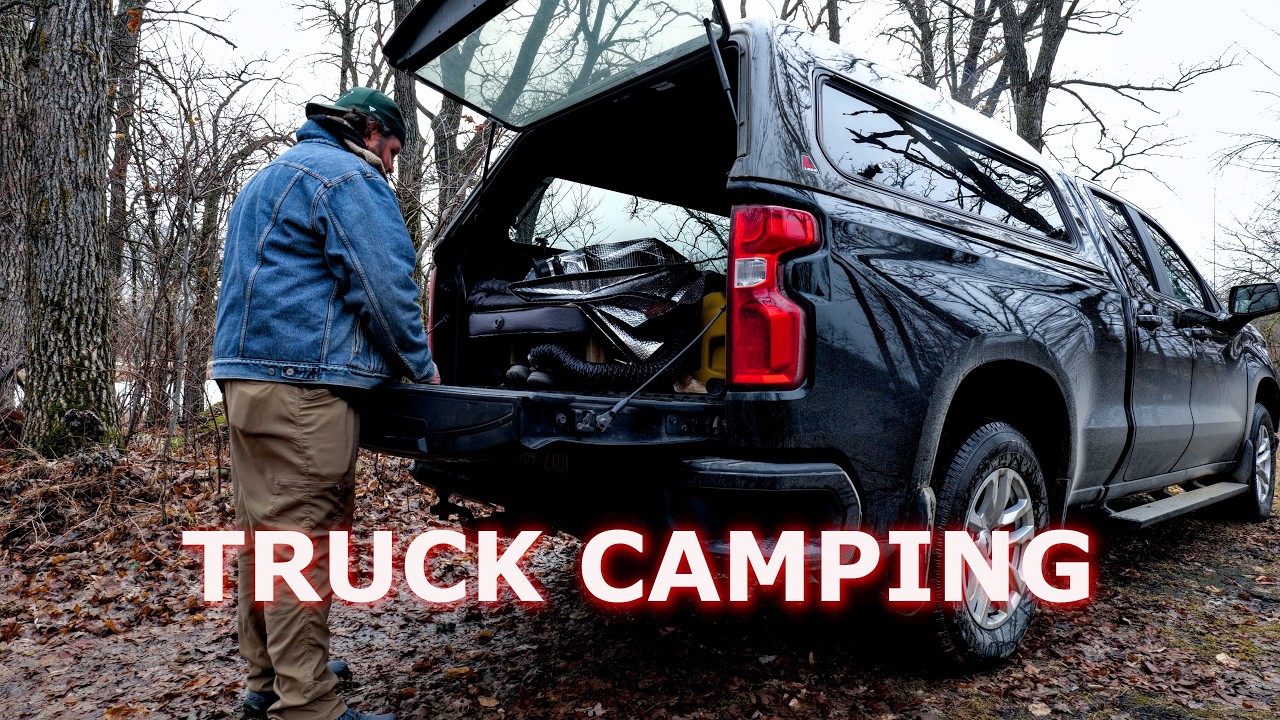 Truck Camping in Freezing Rain - Our Camp Got Completely Iced Over