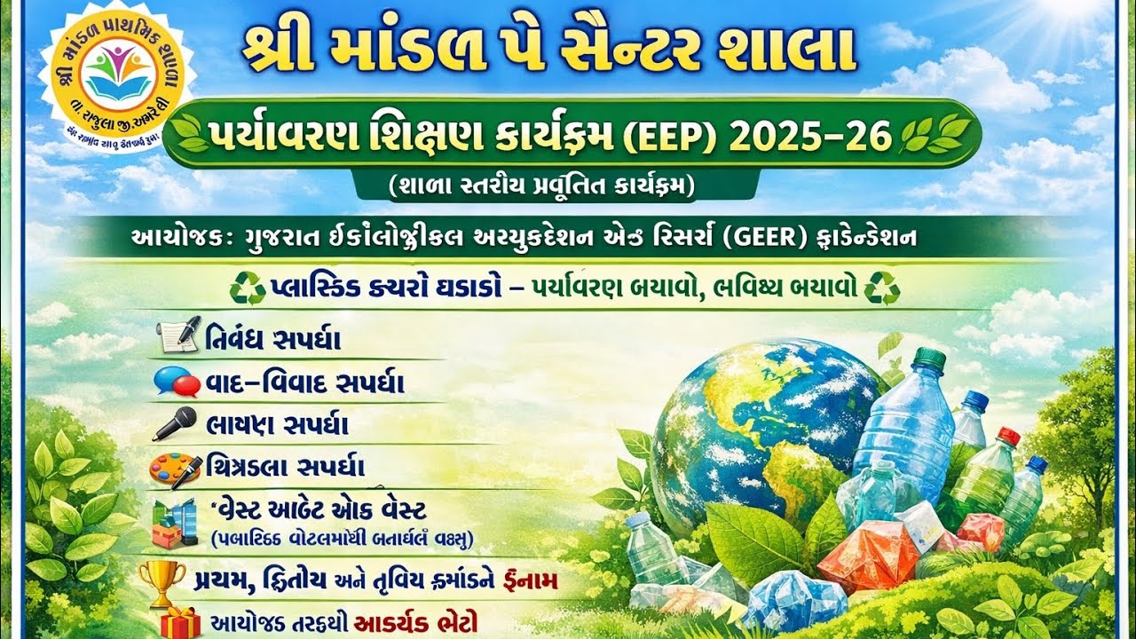 ઇકો ગીર ફાઉન્ડેશન EEP આયોજિત ઓર્ગે.BY શ્રી માંડળ પે સેન્ટર શાળા તા. રાજુલા જ઼ી. અમરેલી 