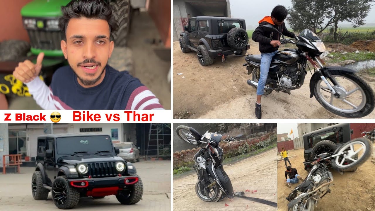 Bike वाले ने किया Thar को Challenge || Z Black || JohnDeere Swaraj modification soon