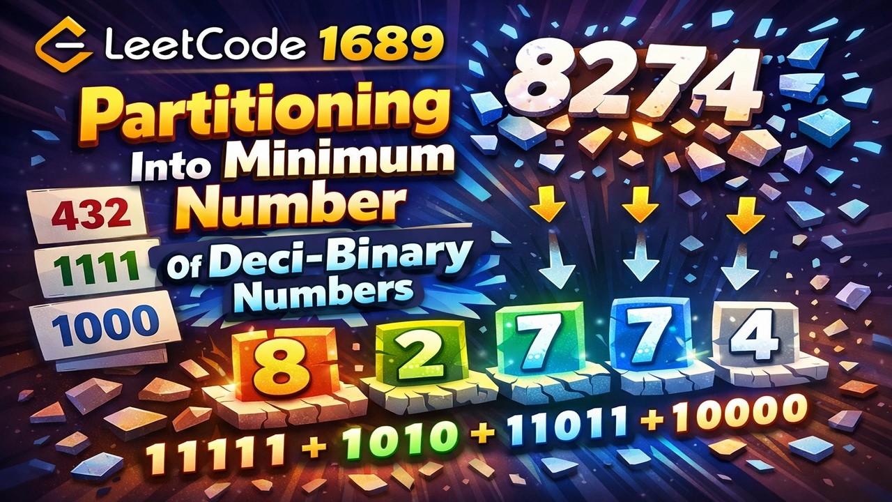 LeetCode 1689 Explained | Partitioning Into Minimum Number of Deci-Binary Numbers