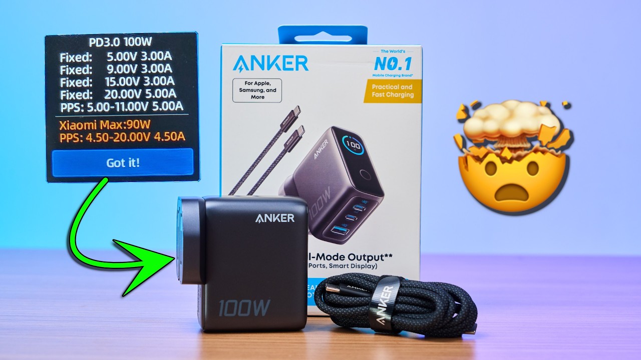 Быстрая зарядка устройств Xiaomi с помощью зарядного устройства Anker 100W с 3 портами и функцией...