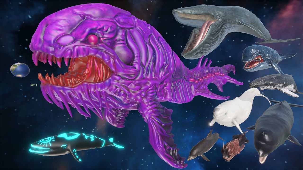 Space Bloop Vs Space Whales - Whale Monsters Size Comparison - 3D Monster Life