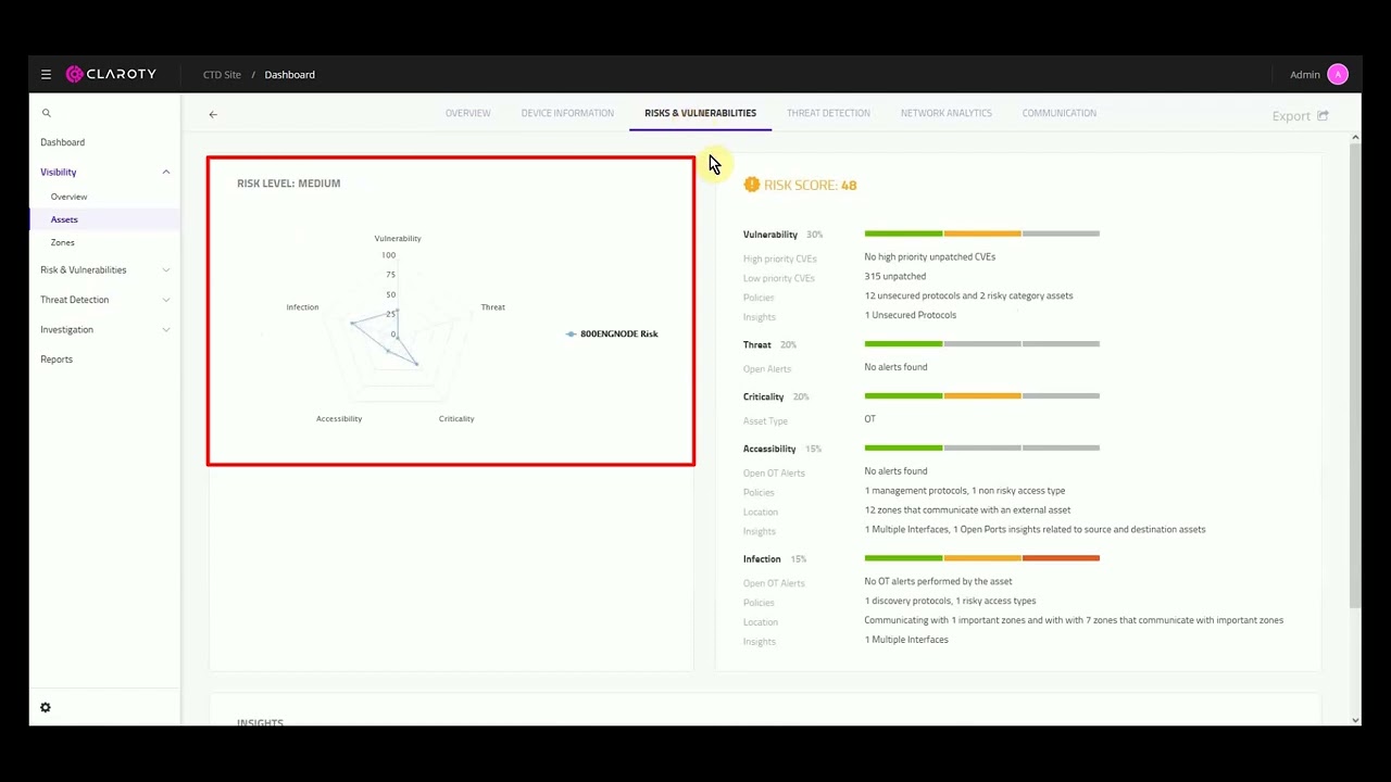Claroty CTD - Risk and Vulnerabilities