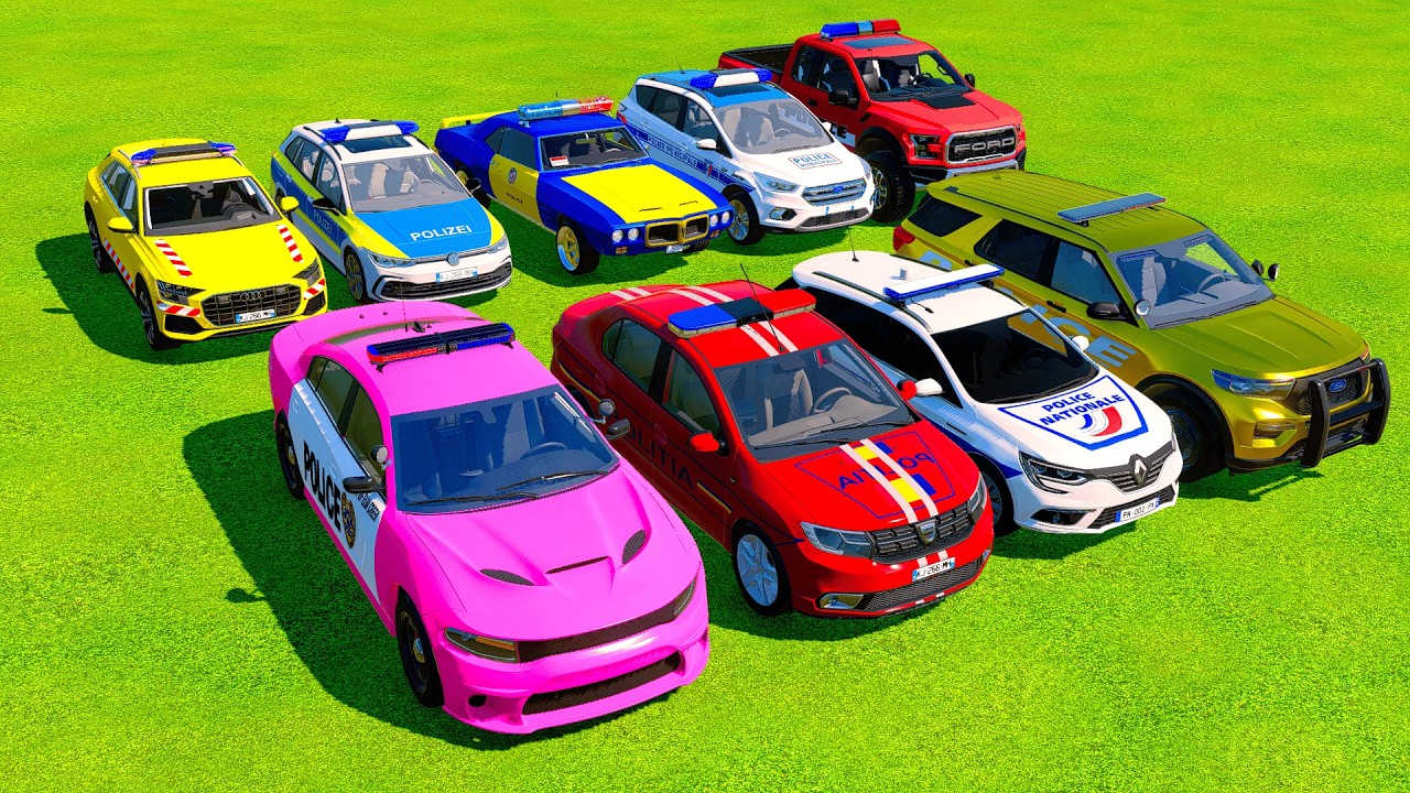 TRANSPORTING AND DRIVEN 9 POLICE CARS,DACIA, VOLVO TO GARAGE FS22 VOL 16