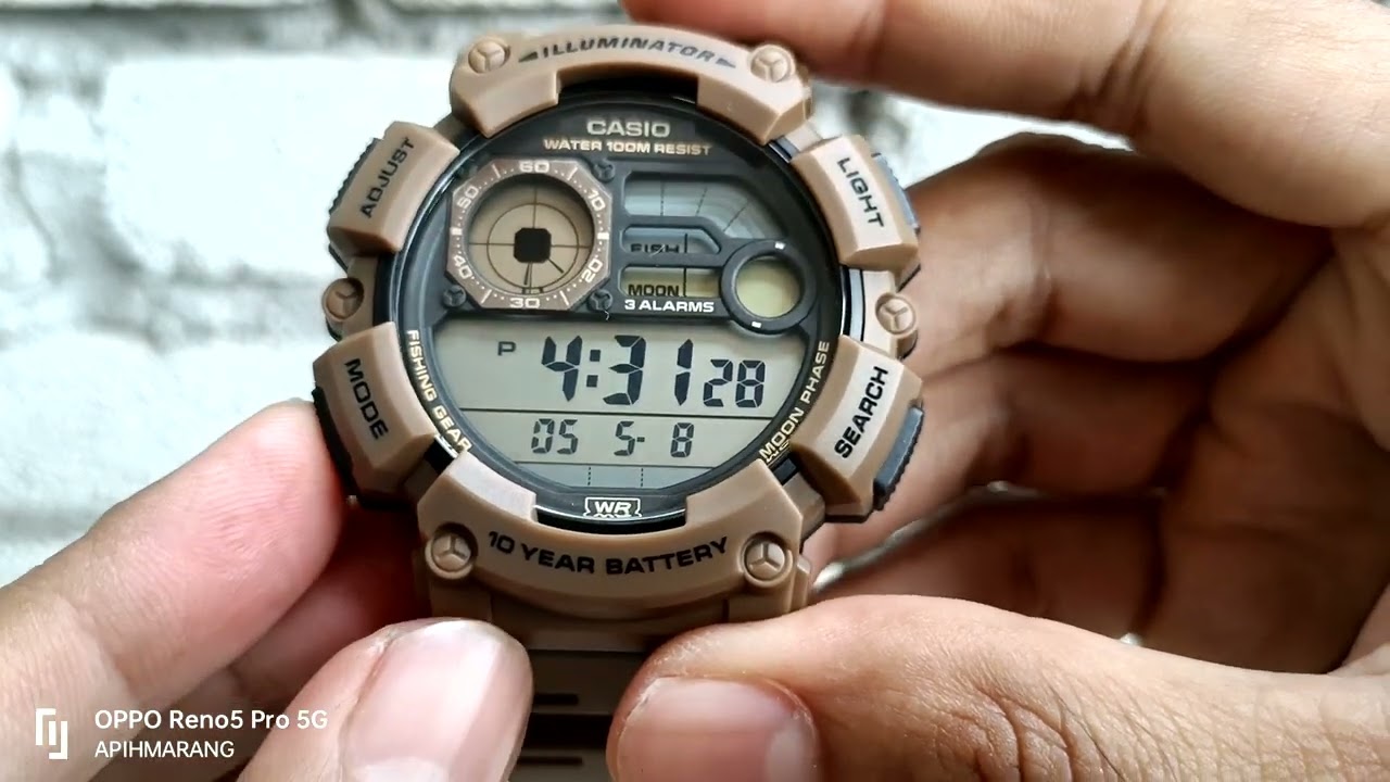 NEW MODEL 2023 CASIO ORIGINAL FISHING GEAR WS-1500H JAM KAKI PANCING SIZE XL