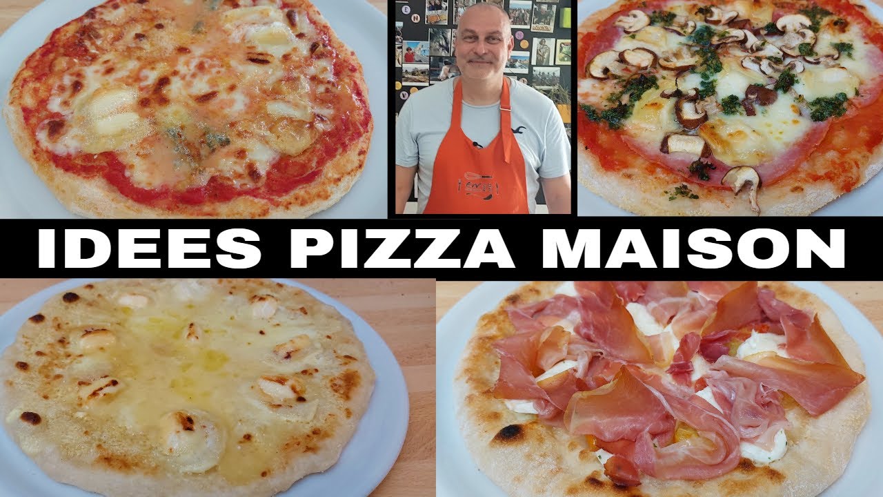 Idées pizza maison. 4 Fromages, Regina avec persillade, jambon de parme et Buffala ou Chèvre et miel