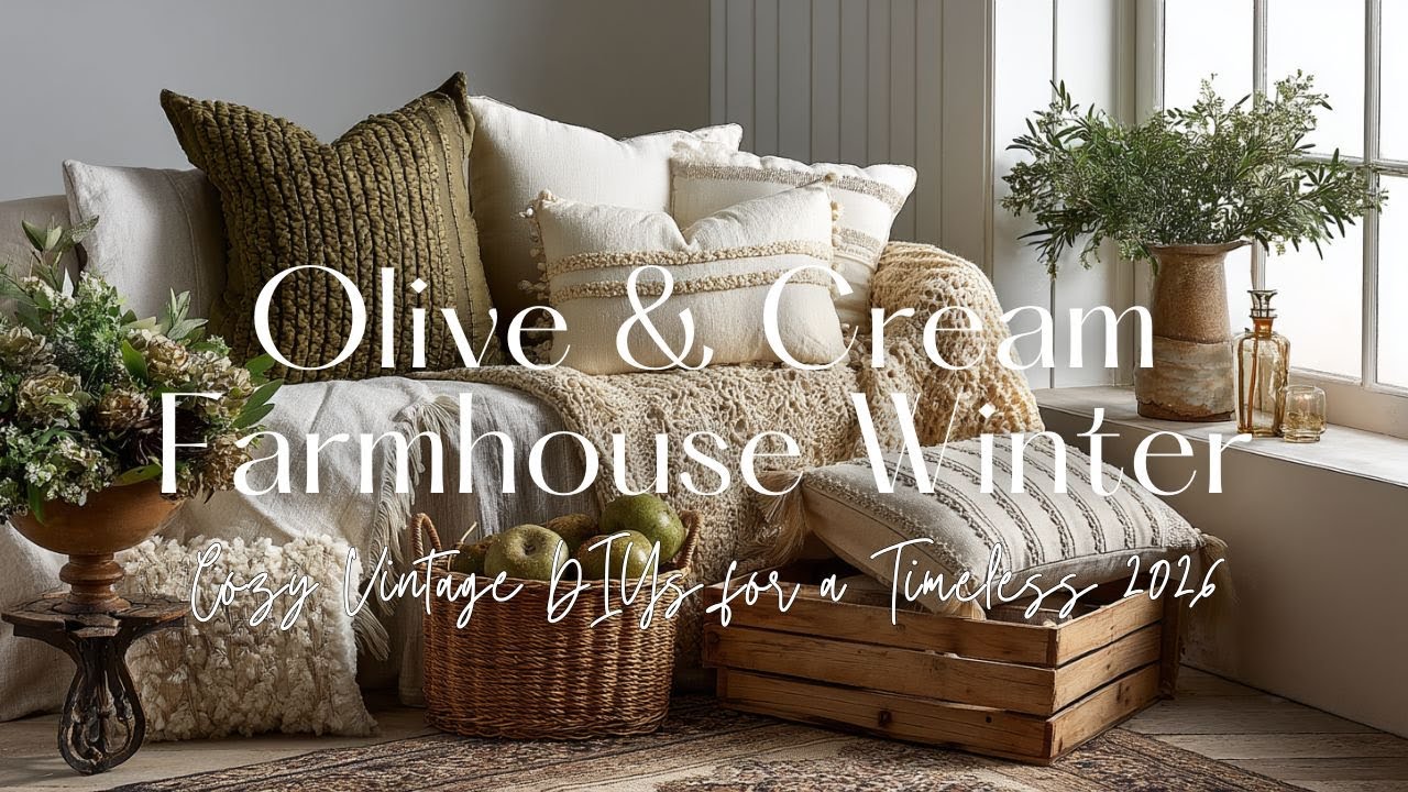 Olive & Cream Farmhouse Winter Decor Ideas ❄️ | Cozy Vintage DIYs for a Timeless 2026 Home