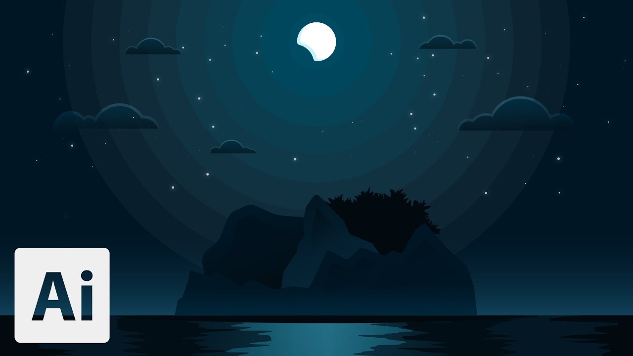Flat Design Landscape (Speed Art) | Illustrator