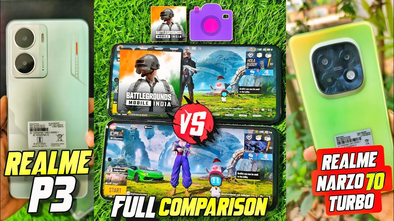 Realme p3 vs narzo 70 turbo Full comparison |p3 vs narzo 70 turbo BGMI test | which one is better?🤔