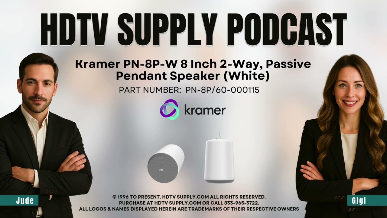 Kramer PN-8P-W 8 Inch 2-Way, Passive Pendant Speaker (White)