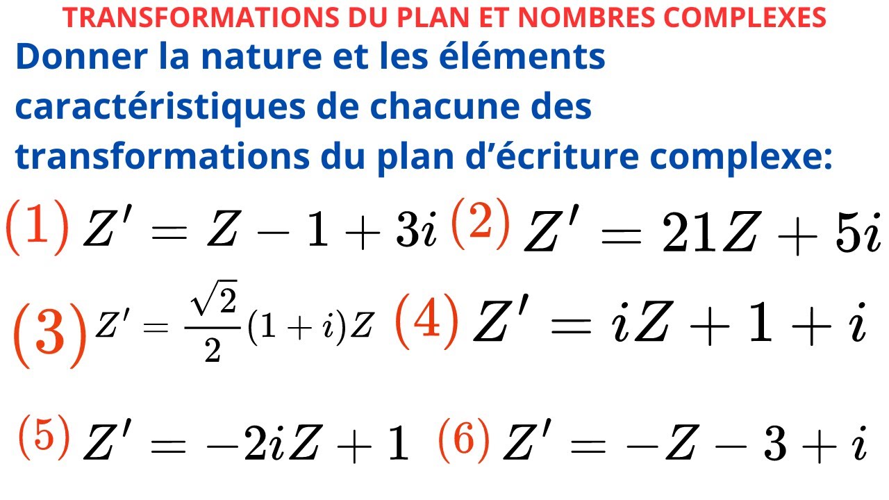 TRANSFORMATIONS DU PLANS ET NOMBRES COMPLEXES .