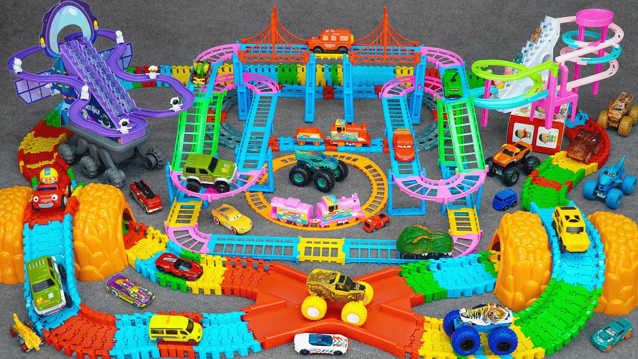 40 minutes of satisfying Dino Track Roller Coaster and Off road Baby Shark Track ASMR | Toy review